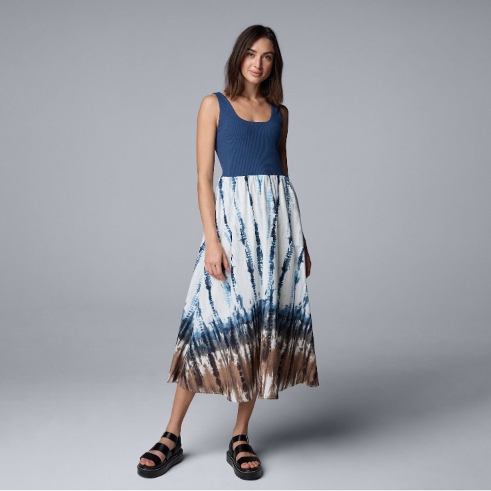 Simply Vera Wang Mixed Media
Maxi Dress XL in Blue Texture